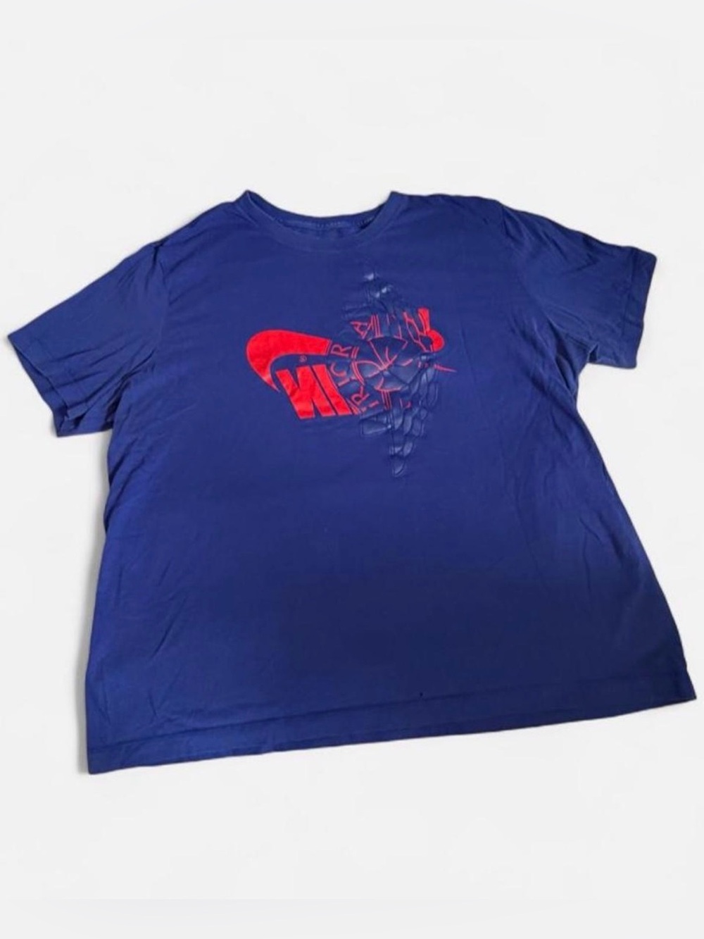 Blue Air Jordan Graphic T-Shirt with Red Nike Logo